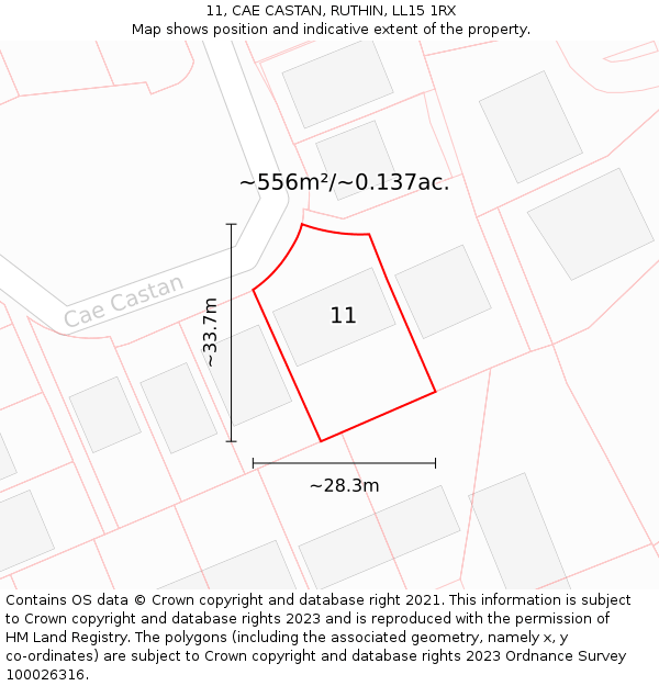 11, CAE CASTAN, RUTHIN, LL15 1RX: Plot and title map