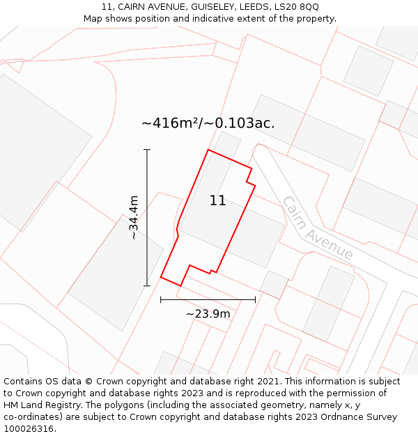 11, CAIRN AVENUE, GUISELEY, LEEDS, LS20 8QQ: Plot and title map