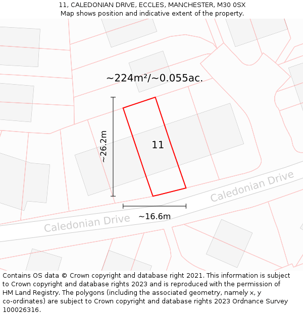 11, CALEDONIAN DRIVE, ECCLES, MANCHESTER, M30 0SX: Plot and title map