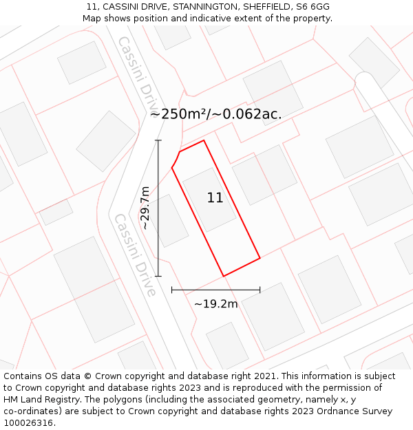 11, CASSINI DRIVE, STANNINGTON, SHEFFIELD, S6 6GG: Plot and title map