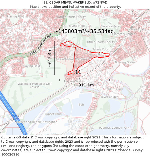 11, CEDAR MEWS, WAKEFIELD, WF2 8WD: Plot and title map