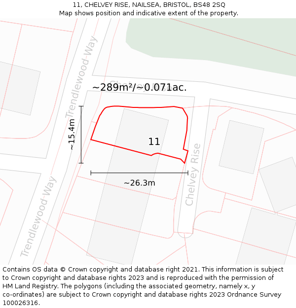 11, CHELVEY RISE, NAILSEA, BRISTOL, BS48 2SQ: Plot and title map