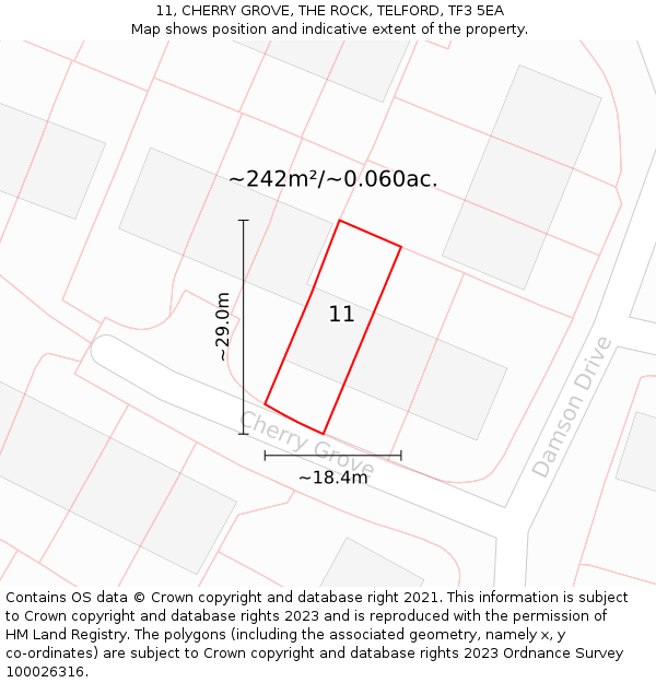 11, CHERRY GROVE, THE ROCK, TELFORD, TF3 5EA: Plot and title map