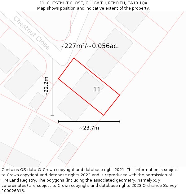 11, CHESTNUT CLOSE, CULGAITH, PENRITH, CA10 1QX: Plot and title map