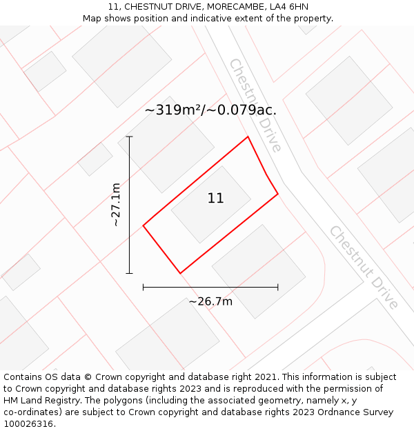 11, CHESTNUT DRIVE, MORECAMBE, LA4 6HN: Plot and title map