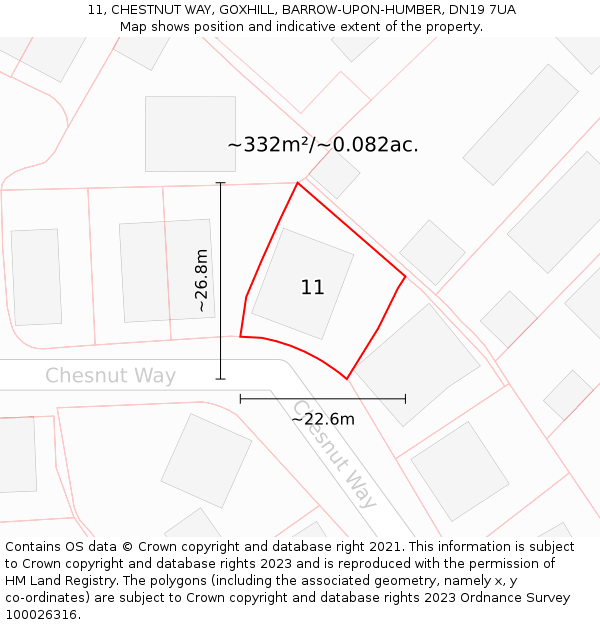 11, CHESTNUT WAY, GOXHILL, BARROW-UPON-HUMBER, DN19 7UA: Plot and title map