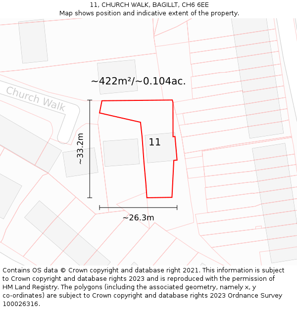 11, CHURCH WALK, BAGILLT, CH6 6EE: Plot and title map
