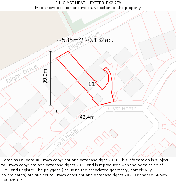 11, CLYST HEATH, EXETER, EX2 7TA: Plot and title map