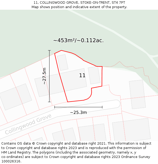 11, COLLINGWOOD GROVE, STOKE-ON-TRENT, ST4 7PT: Plot and title map