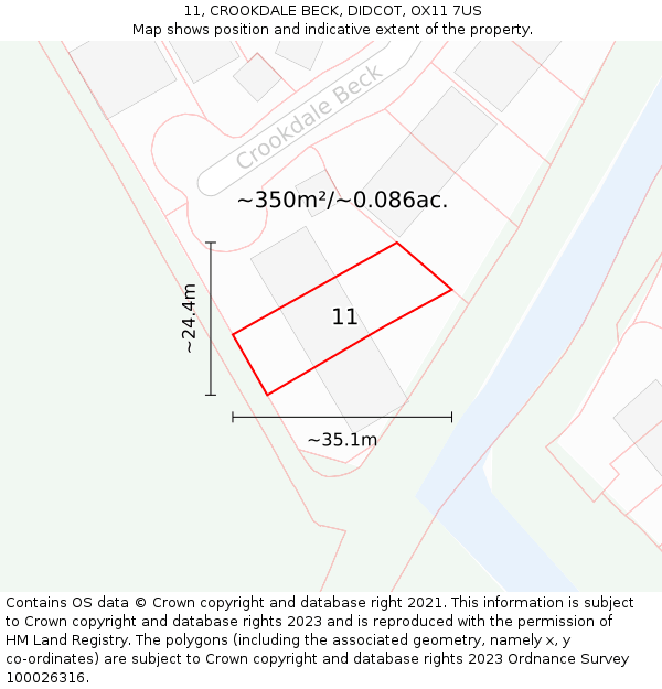 11, CROOKDALE BECK, DIDCOT, OX11 7US: Plot and title map