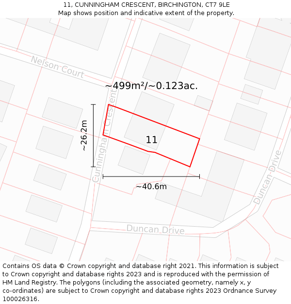 11, CUNNINGHAM CRESCENT, BIRCHINGTON, CT7 9LE: Plot and title map