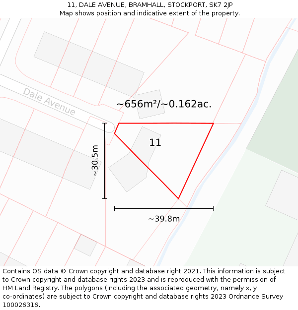 11, DALE AVENUE, BRAMHALL, STOCKPORT, SK7 2JP: Plot and title map