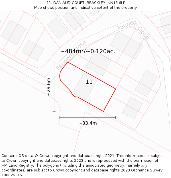 11, DANIAUD COURT, BRACKLEY, NN13 6LP: Plot and title map