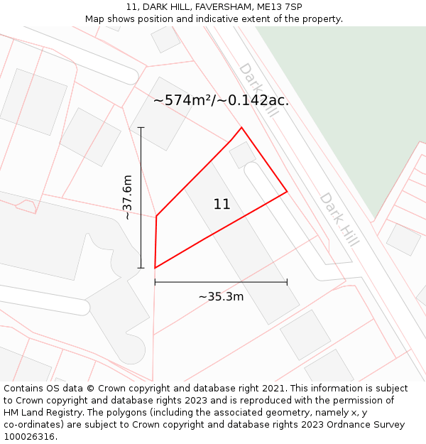 11, DARK HILL, FAVERSHAM, ME13 7SP: Plot and title map