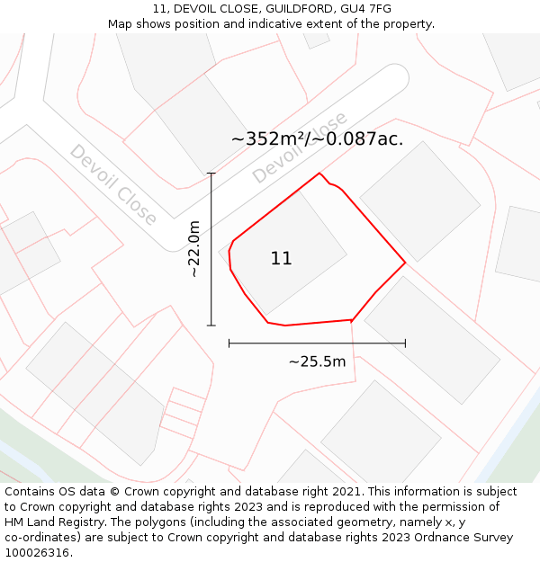 11, DEVOIL CLOSE, GUILDFORD, GU4 7FG: Plot and title map