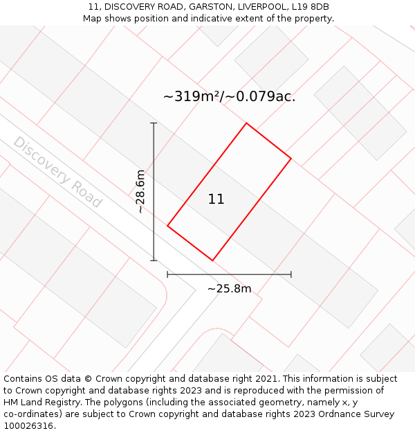 11, DISCOVERY ROAD, GARSTON, LIVERPOOL, L19 8DB: Plot and title map