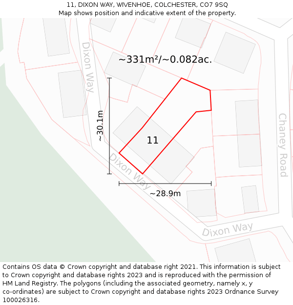 11, DIXON WAY, WIVENHOE, COLCHESTER, CO7 9SQ: Plot and title map