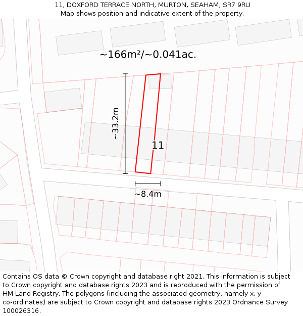 11, DOXFORD TERRACE NORTH, MURTON, SEAHAM, SR7 9RU: Plot and title map