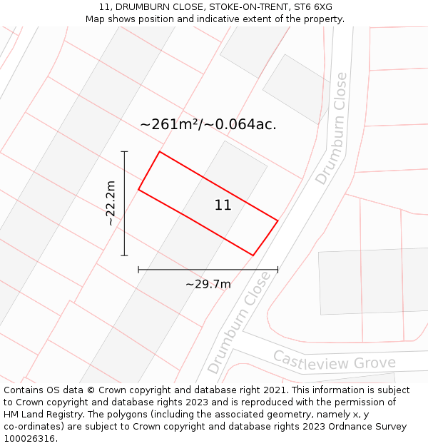 11, DRUMBURN CLOSE, STOKE-ON-TRENT, ST6 6XG: Plot and title map