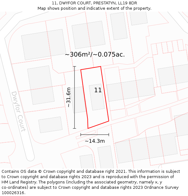 11, DWYFOR COURT, PRESTATYN, LL19 8DR: Plot and title map