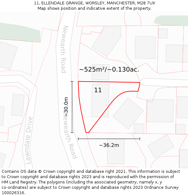 11, ELLENDALE GRANGE, WORSLEY, MANCHESTER, M28 7UX: Plot and title map