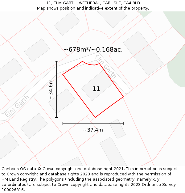 11, ELM GARTH, WETHERAL, CARLISLE, CA4 8LB: Plot and title map