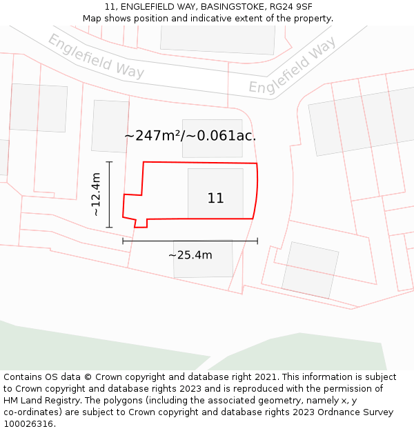 11, ENGLEFIELD WAY, BASINGSTOKE, RG24 9SF: Plot and title map