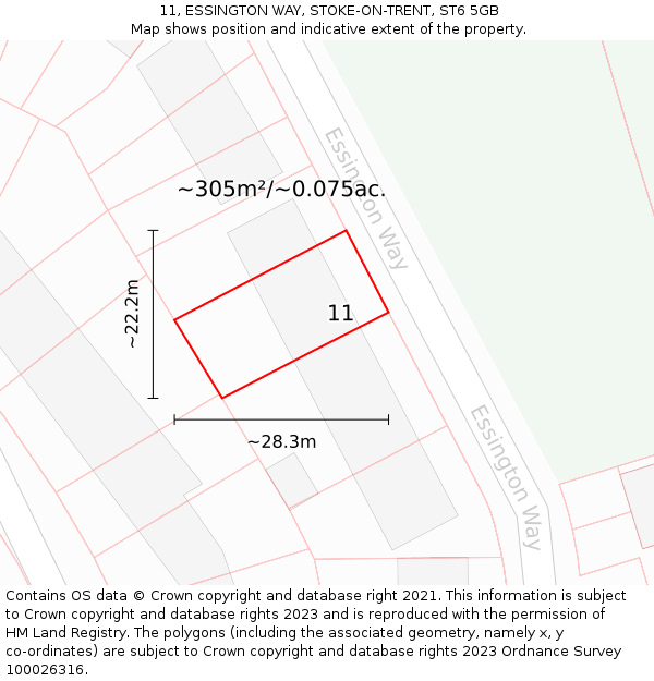 11, ESSINGTON WAY, STOKE-ON-TRENT, ST6 5GB: Plot and title map