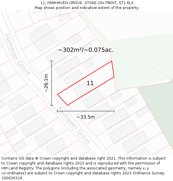 11, FAIRHAVEN GROVE, STOKE-ON-TRENT, ST1 6LX: Plot and title map