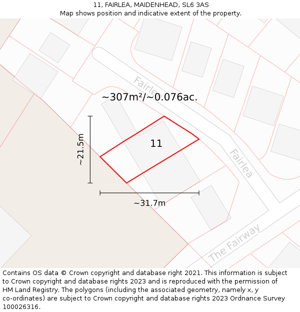 11, FAIRLEA, MAIDENHEAD, SL6 3AS: Plot and title map