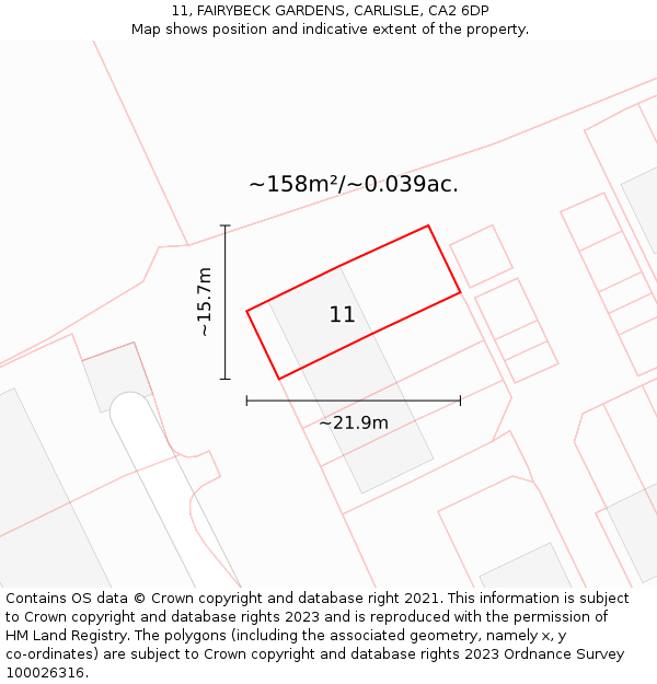 11, FAIRYBECK GARDENS, CARLISLE, CA2 6DP: Plot and title map