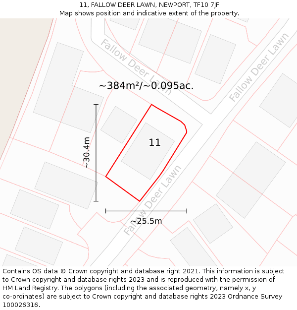 11, FALLOW DEER LAWN, NEWPORT, TF10 7JF: Plot and title map