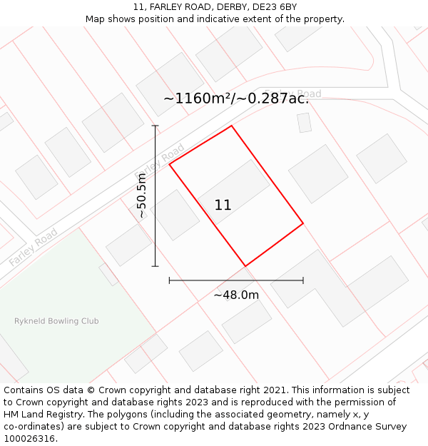 11, FARLEY ROAD, DERBY, DE23 6BY: Plot and title map