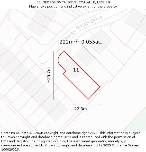 11, GEORGE SMITH DRIVE, COALVILLE, LE67 3JP: Plot and title map