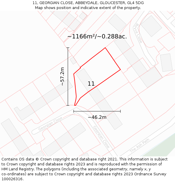 11, GEORGIAN CLOSE, ABBEYDALE, GLOUCESTER, GL4 5DG: Plot and title map