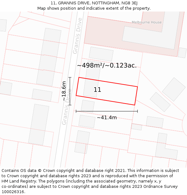 11, GRANNIS DRIVE, NOTTINGHAM, NG8 3EJ: Plot and title map
