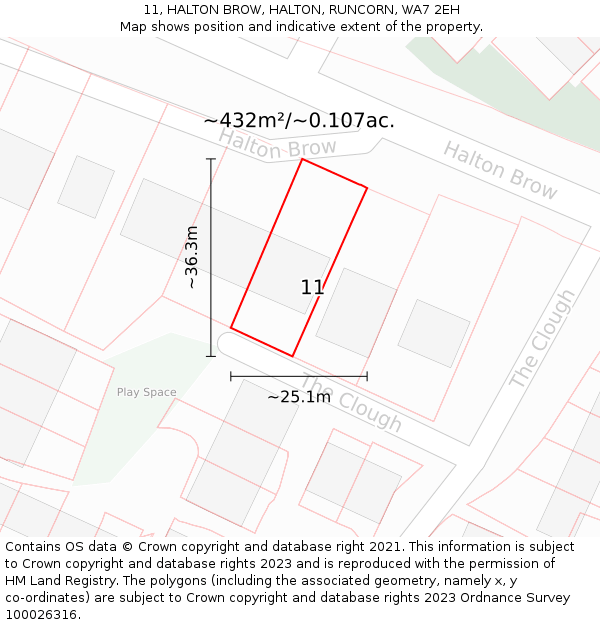 11, HALTON BROW, HALTON, RUNCORN, WA7 2EH: Plot and title map