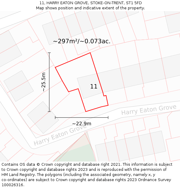 11, HARRY EATON GROVE, STOKE-ON-TRENT, ST1 5FD: Plot and title map