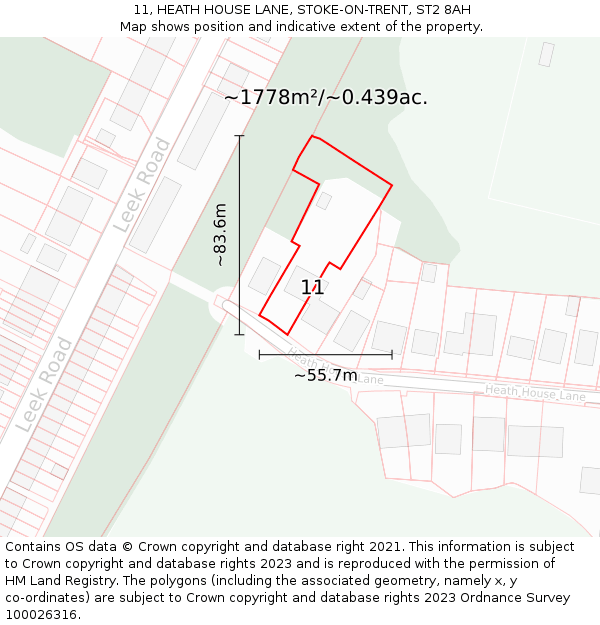 11, HEATH HOUSE LANE, STOKE-ON-TRENT, ST2 8AH: Plot and title map