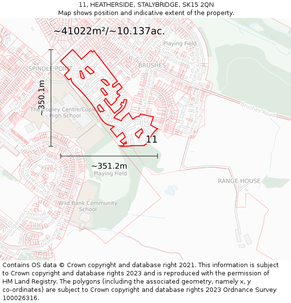 11, HEATHERSIDE, STALYBRIDGE, SK15 2QN: Plot and title map