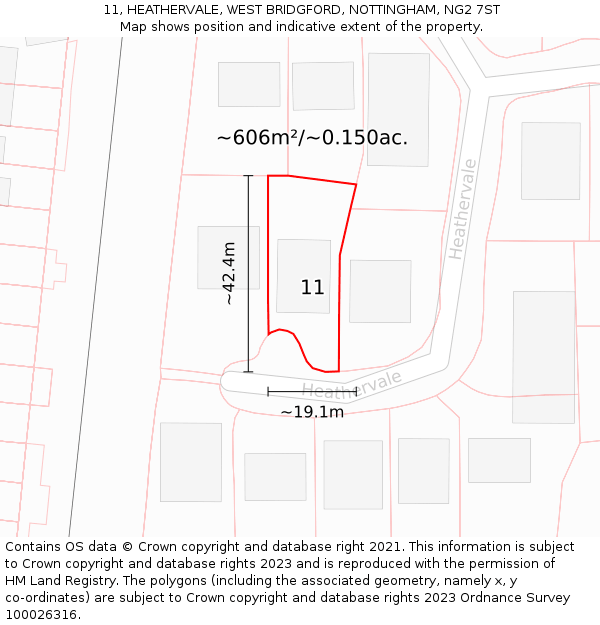 11, HEATHERVALE, WEST BRIDGFORD, NOTTINGHAM, NG2 7ST: Plot and title map