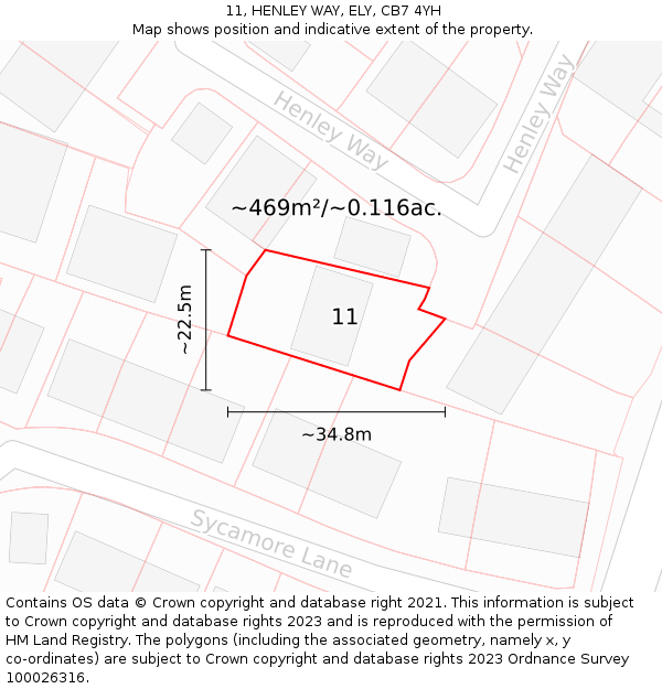 11, HENLEY WAY, ELY, CB7 4YH: Plot and title map