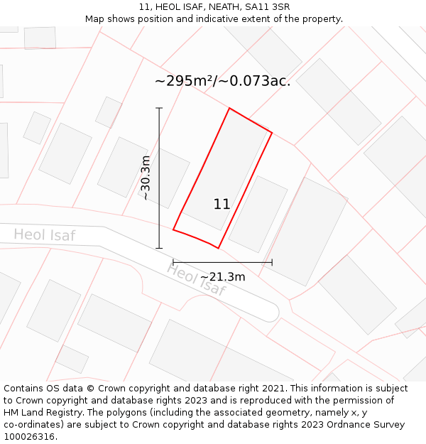 11, HEOL ISAF, NEATH, SA11 3SR: Plot and title map