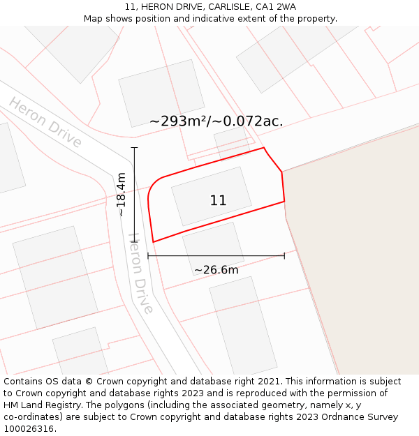 11, HERON DRIVE, CARLISLE, CA1 2WA: Plot and title map