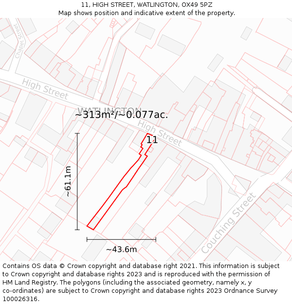 11, HIGH STREET, WATLINGTON, OX49 5PZ: Plot and title map