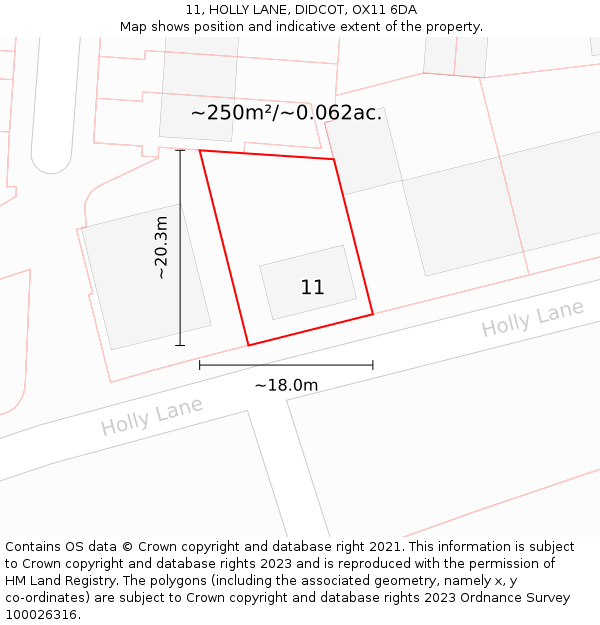 11, HOLLY LANE, DIDCOT, OX11 6DA: Plot and title map