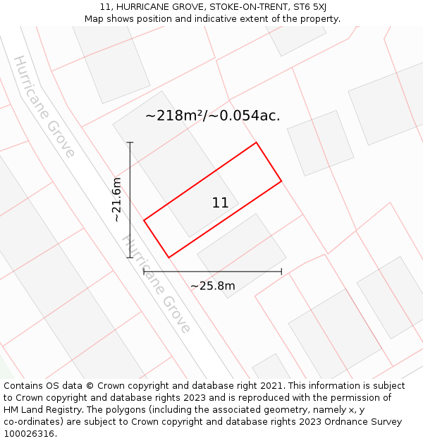 11, HURRICANE GROVE, STOKE-ON-TRENT, ST6 5XJ: Plot and title map