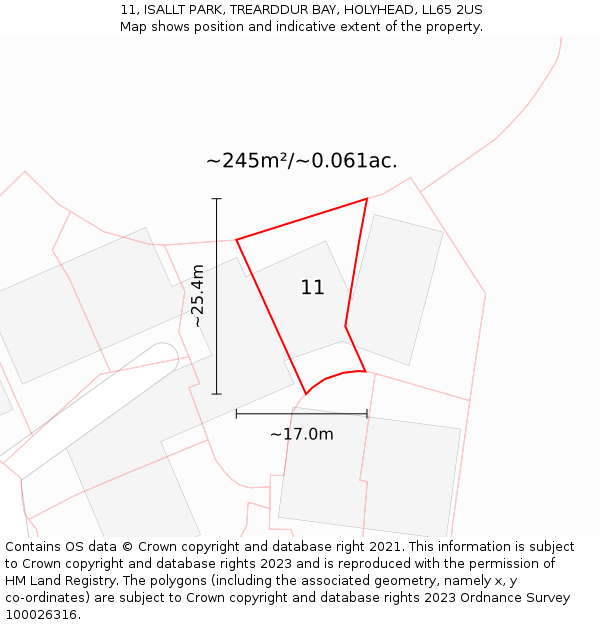 11, ISALLT PARK, TREARDDUR BAY, HOLYHEAD, LL65 2US: Plot and title map