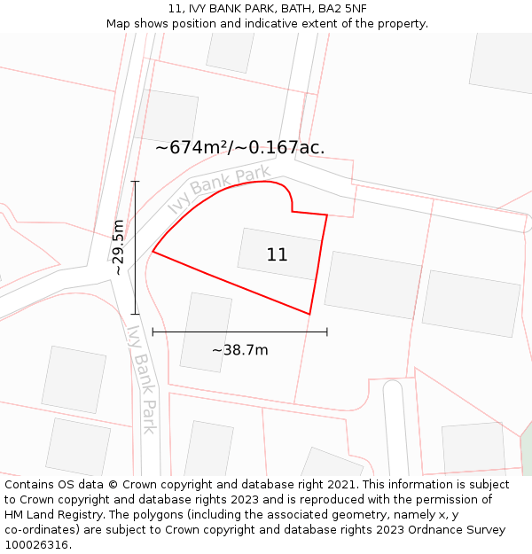 11, IVY BANK PARK, BATH, BA2 5NF: Plot and title map