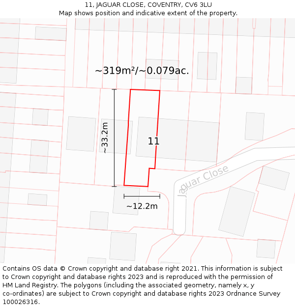 11, JAGUAR CLOSE, COVENTRY, CV6 3LU: Plot and title map
